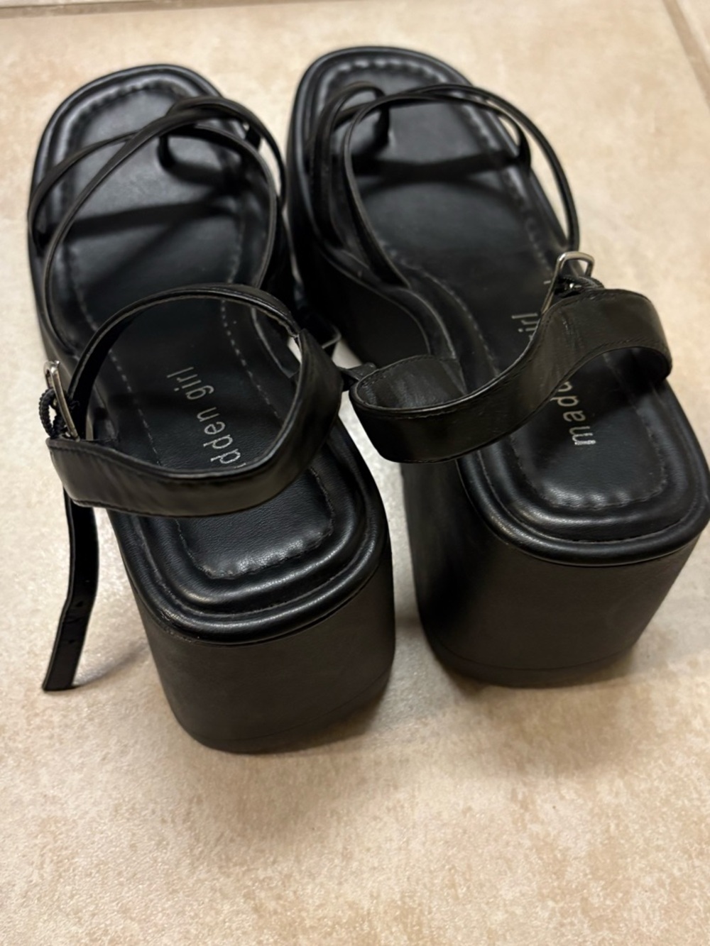 Madden Girl Black Strappy Platform Sandals - Picture 2 of 3